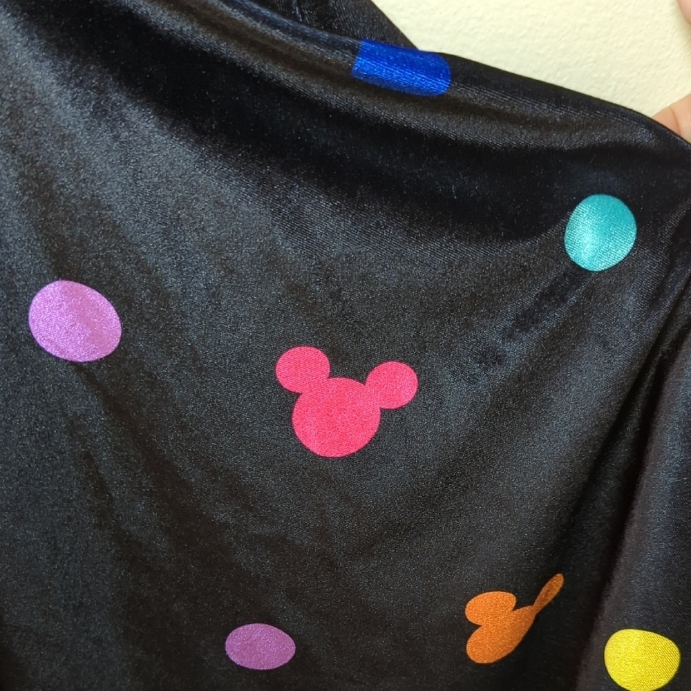 Wild Rich Kids Black Velvet Dress Colorful Polks Dots Mickey Mouse Size 9/10 - Picture 6 of 6